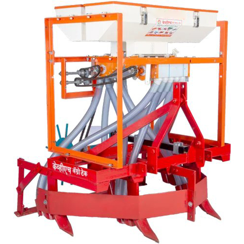 5 Tyne Seed Drill - Ms & Ss Construction, Working Width 1200 Mm, Red Color | Equipped With Seed & Fertilizer Boxes & Tubes, Tractor Operated 18 Hp - 26 Hp