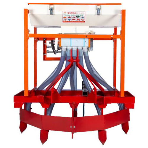 5 Tyne Seed Drill - Ms & Ss Construction, Working Width 1200 Mm, Red Color | Equipped With Seed & Fertilizer Boxes & Tubes, Tractor Operated 18 Hp - 26 Hp
