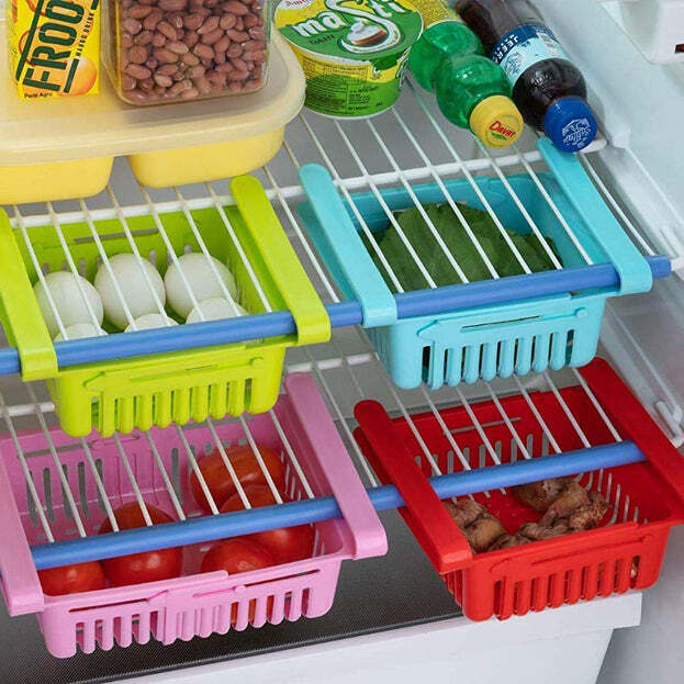 Virgin Freeze Storage Unbreakable Adjustable Multi Color Tray With Extra Storage - 18x16x19 Cm , Smart-slide Design For Effortless Fridge Organization, Easy To Clean And Access