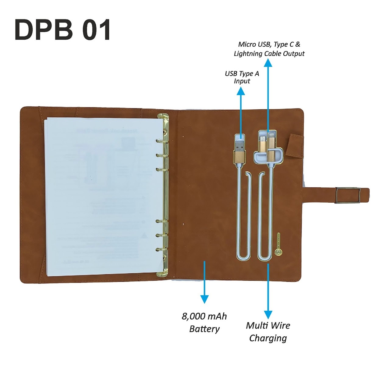 Diary With Inbuilt 8000 Mah Powerbank