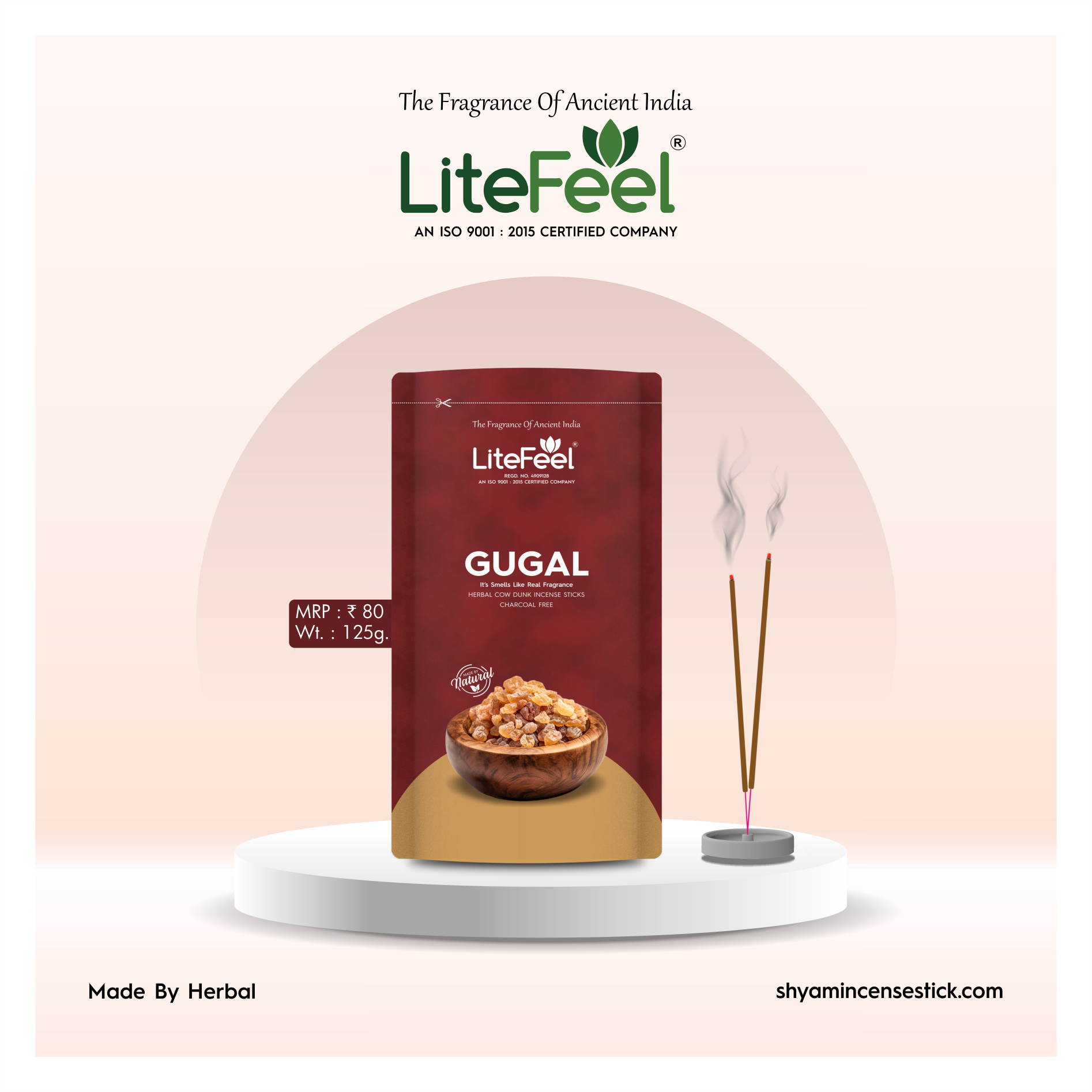Guggal Incense Stick - 100% Natural Bamboo, 9 Inch Length | Eco-friendly, Insect Resistant, Smooth Surface, Herbal Fragrance, Includes Incense Holder