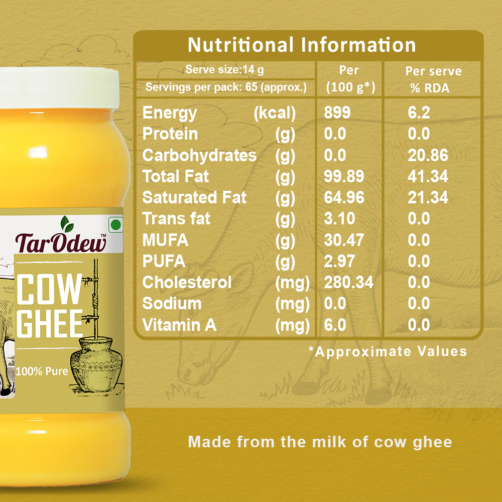 1 Ltr Cow Ghee - Raw Milk, Original Flavor | Pure And Natural Traditional Culinary Essential
