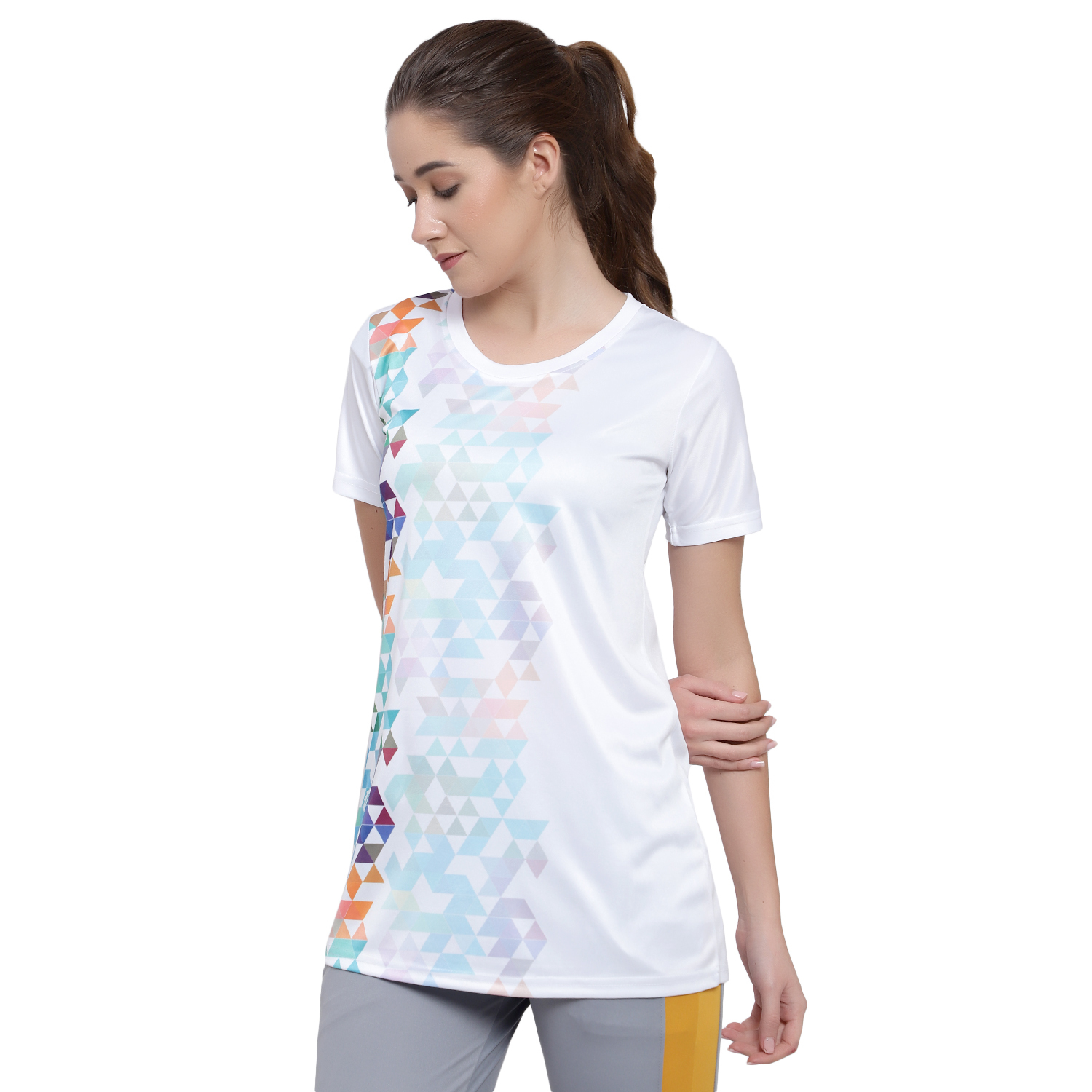 Printed Yoga T-shirt - Cotton Blend, L/xl/m/s/xxl Sizes, Ivory White - O-neck, Short Sleeves, Cool & Comfortable Design