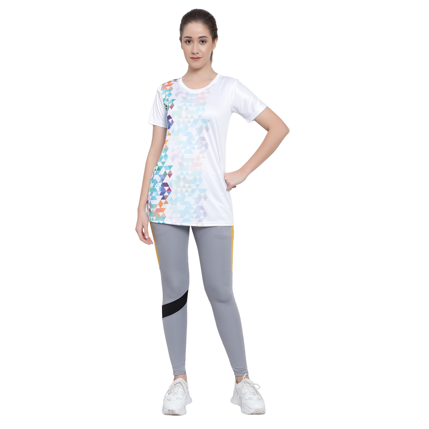 Printed Yoga T-shirt - Cotton Blend, L/xl/m/s/xxl Sizes, Ivory White - O-neck, Short Sleeves, Cool & Comfortable Design