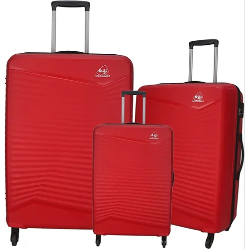 ज़िपर कामिलिएंट रेड पॉलीकार्बोनेट हार्ड ट्रॉली सूटकेस (3 का सेट)