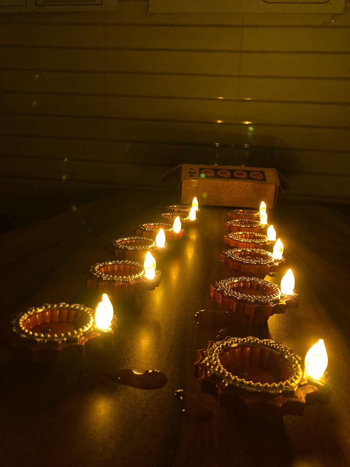 Water-based Diya - Plastic Material, Brown Color | Flameless Led Activation, Easily Replaceable Button Cell Batteries