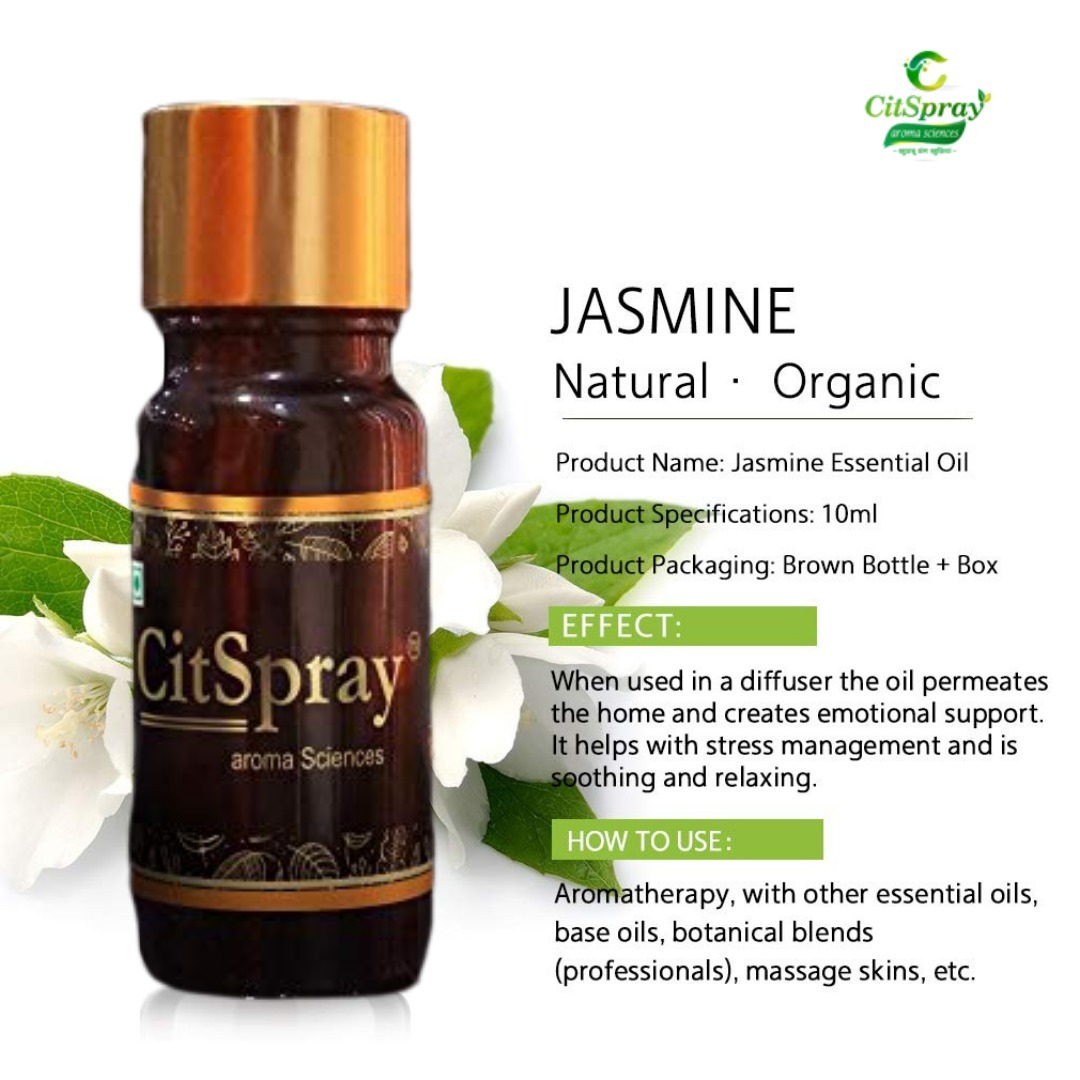 Pure Organic Jasmine Oil - 100% Natural Golden Yellow To Light Brown | Glowing Skin Radiant Hair Mood Enhancer Anti-inflammatory Antibacterial Benefits
