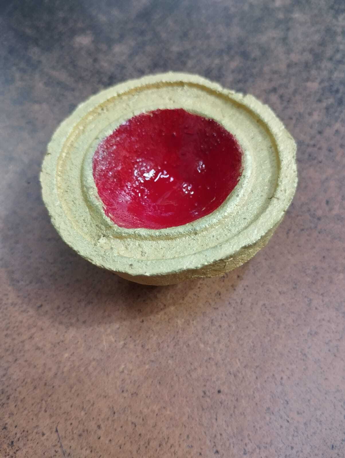 Cow Dung Diyas - Color: Brown With Red Decorations