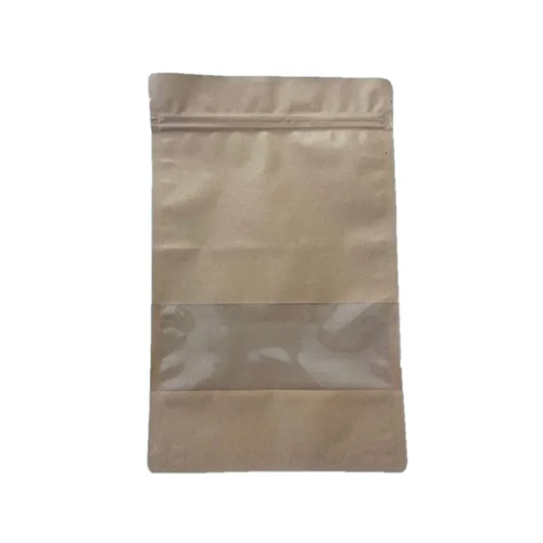 Brown Kraft Paper Zipper Stand Up Window Pouch