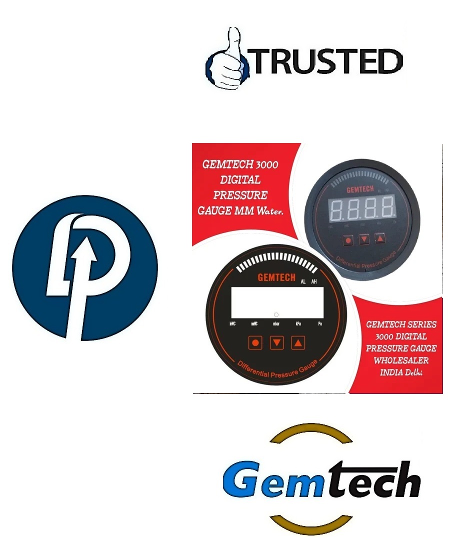 Gemtech Series 3000 Digital Pressure Gauge - Abs Engineering Plastic, 100 Millimeter Diameter, Black | High-accuracy To ±1%, Measures Gas And Steam, Suitable For Diverse Industries