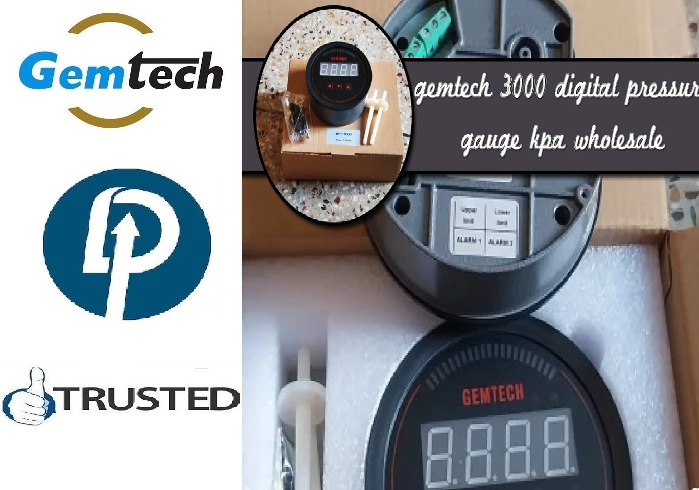 Gemtech Series 3000 Digital Pressure Gauge Range 0 To 4.000 Inch W.c.