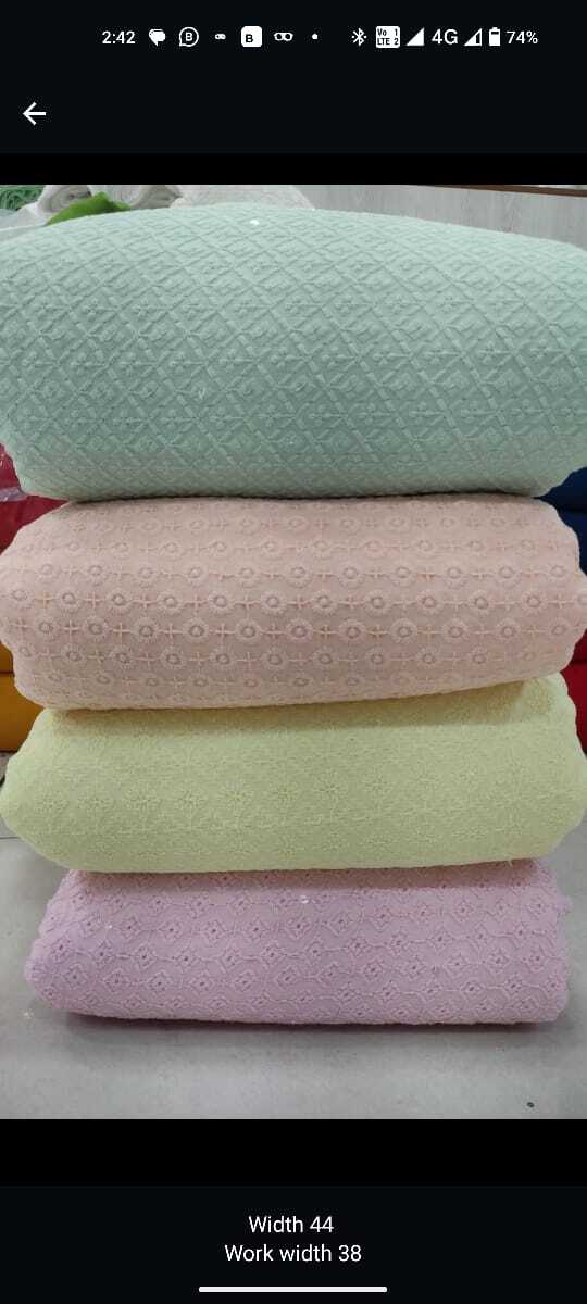Pc Cotton Chikan Sequence Fabric - 100% Cotton 44" Wide Multi-color Options | Elegant Chikan Design With Intricate Sequence Work