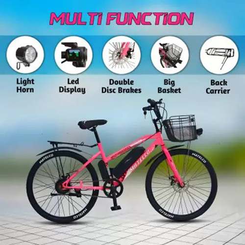 Matelco Unisex Fea26 Pink 26 Inches Single Speed Lithium-ion (Li-ion) Electric Cycle Gender: Female
