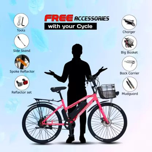 Matelco Unisex Fea26 Pink 26 Inches Single Speed Lithium-ion (Li-ion) Electric Cycle Gender: Female
