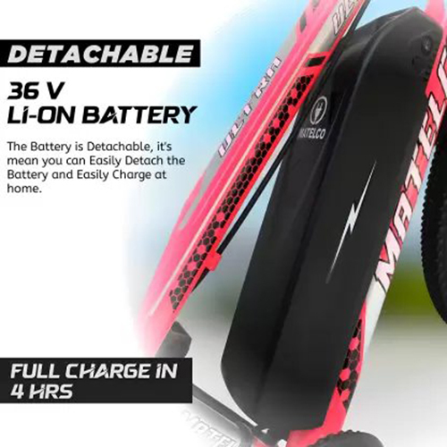 Matelco Ultra Ea26 Pink 26 Inches Single Speed Lithium-ion (Li-ion) Electric Cycle Gender: Female