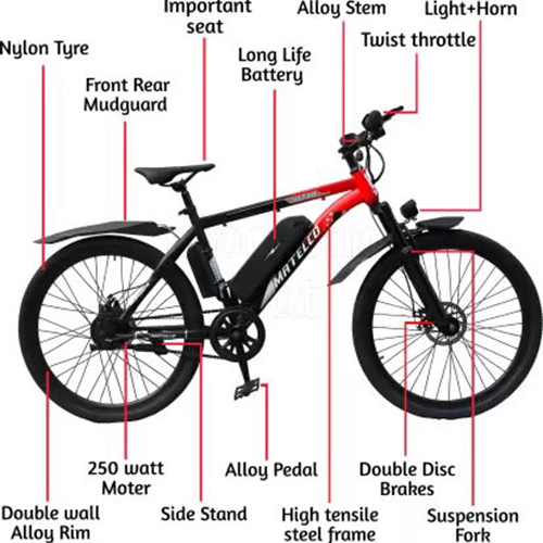 Matelco Ultra Ea27 Duel Tone 27.5 Inches Single Speed Lithium-ion (Li-ion) Electric Cycle - Gender: Male