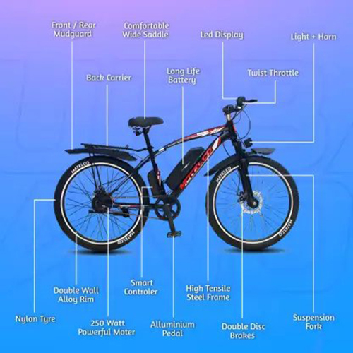 Matelco Urbano Electric Bicycle 26 Inch With Double Disc Breakes (Black) 26 T Mountain Cycle - Gender: Male