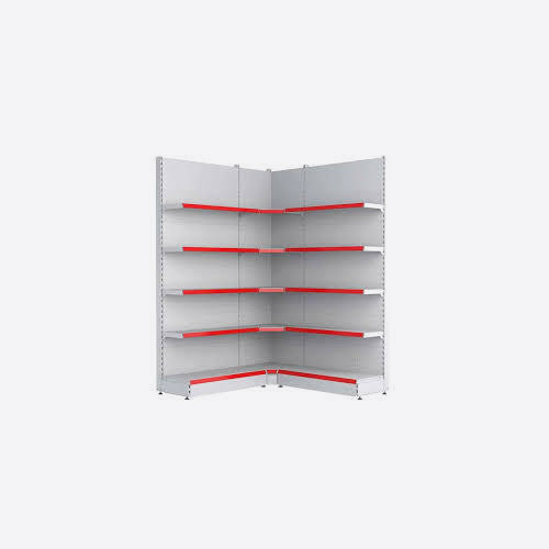 SM7 Super Market MS Rack - Mild Steel, Rectangular Shape, White-Orange Color | Ideal for Industrial & Commercial Storage Solutions