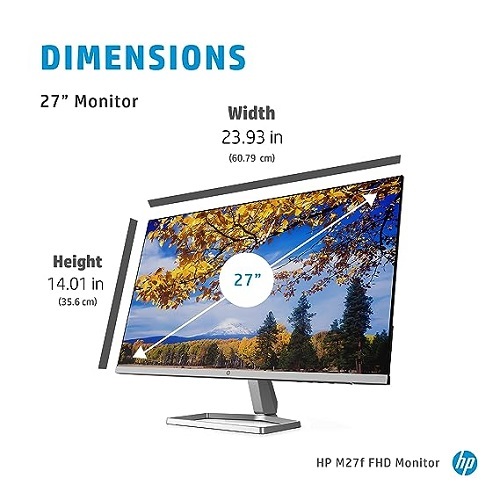 Hp M27f Fhd Monitor - 27-inch 1920 X 1080 Pixels Ips 300 Nits Brightness Eye-safe Certified With Amd Freesync 5ms Response Time Low Blue Light Mode 75hz Refresh Rate