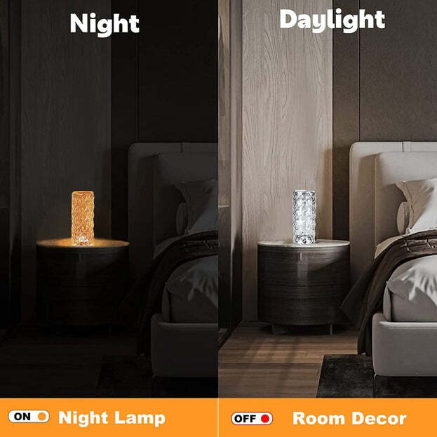 Crystal Touch Night Light (16 Colors) - Rose Diamond Table Lamp With Remote Control (6604)