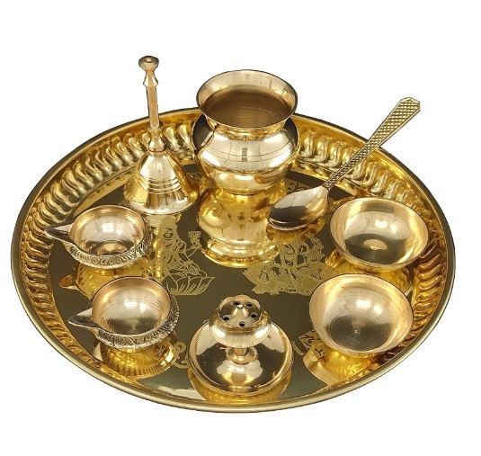 Gold Brass Pooja Thali