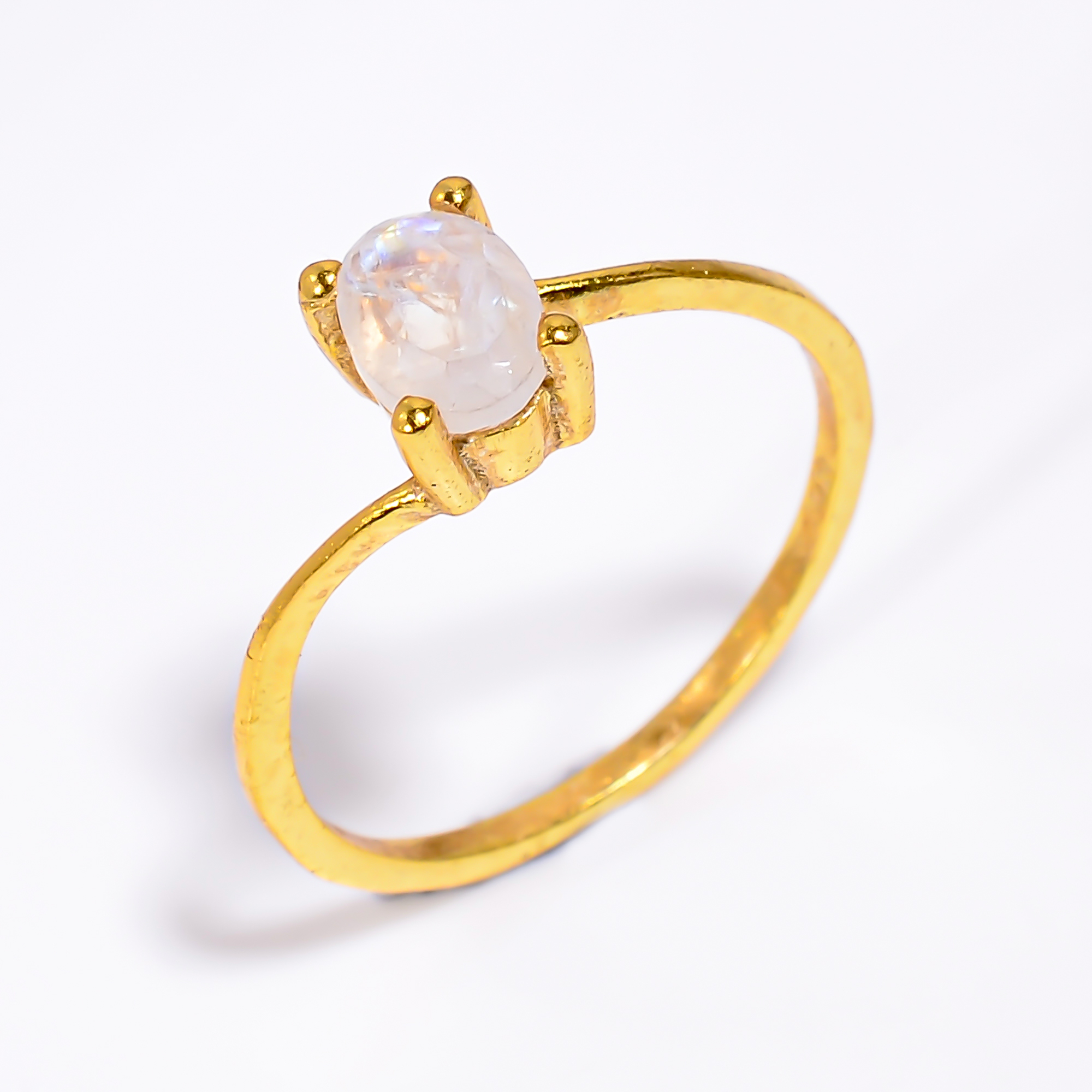 Sterling Silver Gold Plated Ring Cut Gemstone