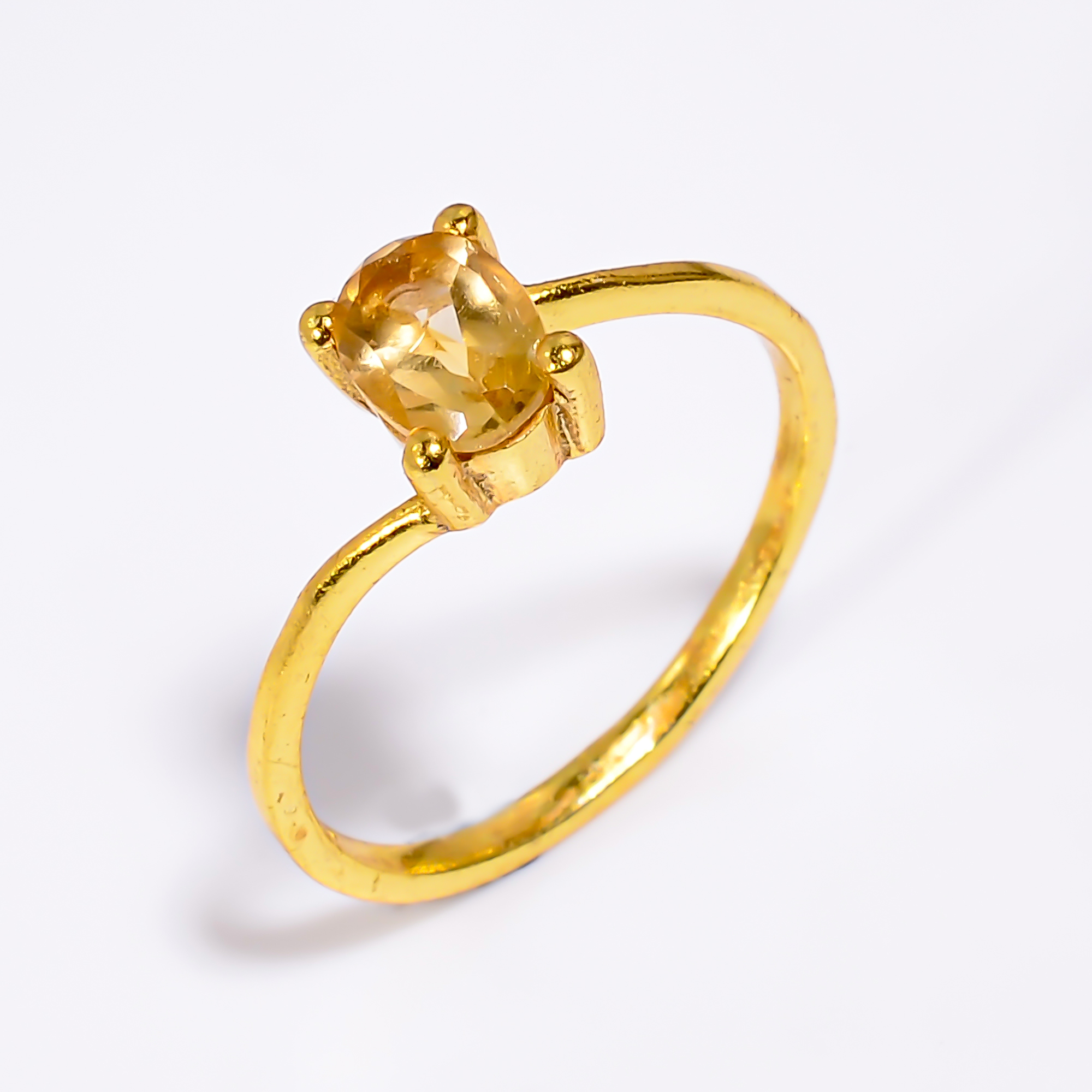 Sterling Silver Gold Plated Ring Cut Gemstone