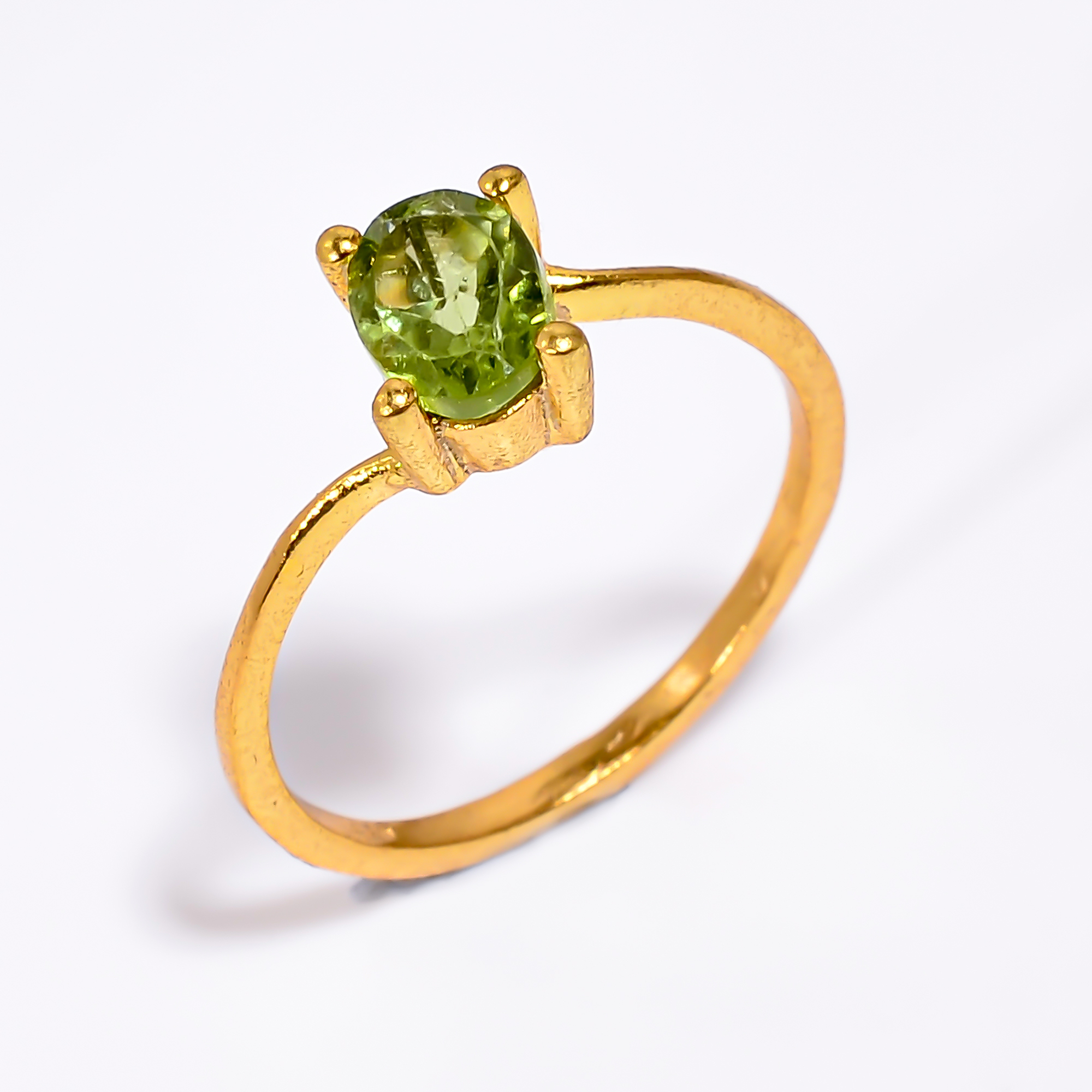 Sterling Silver Gold Plated Ring Cut Gemstone