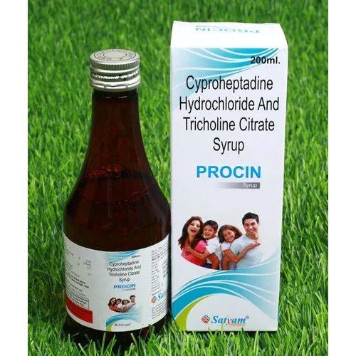 Procin Syrup 200ml Ingredients: Cyproheptadine+tricholine+sorbitol