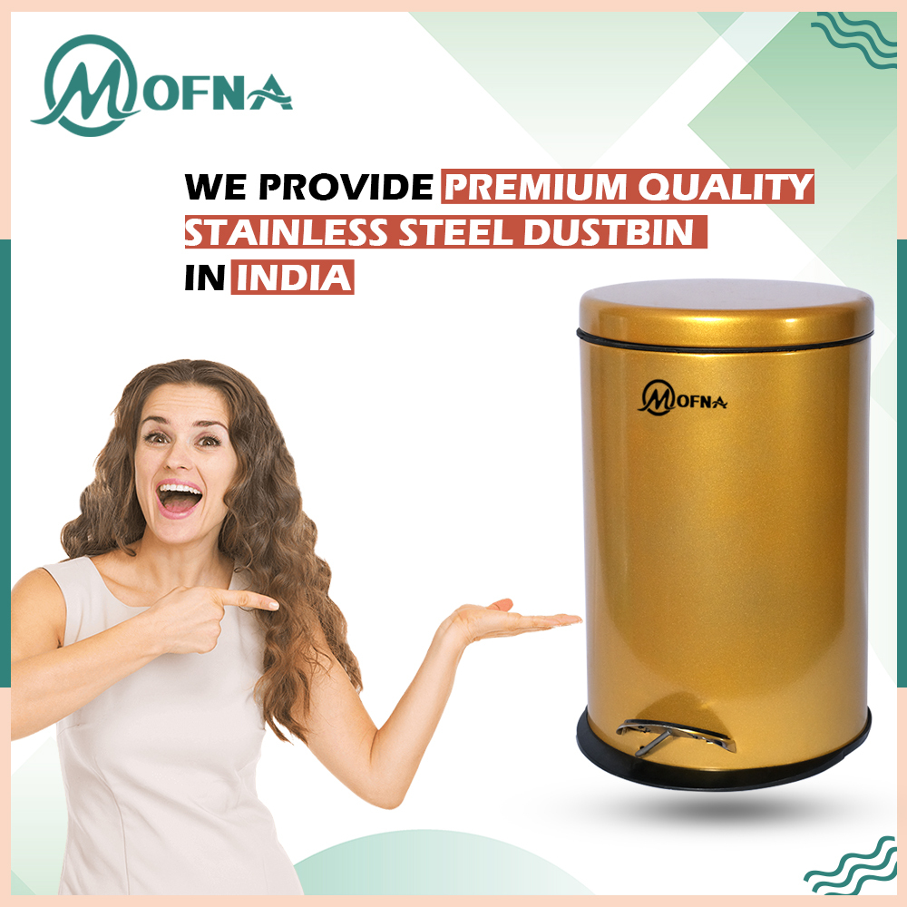 Stainless Steel Golden Pedal Dustbin - Capacity: 5