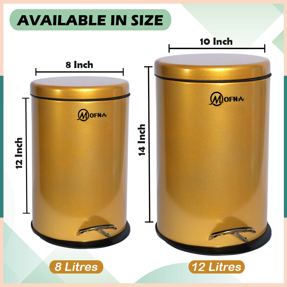 Stainless Steel Golden Pedal Dustbin - Capacity: 5