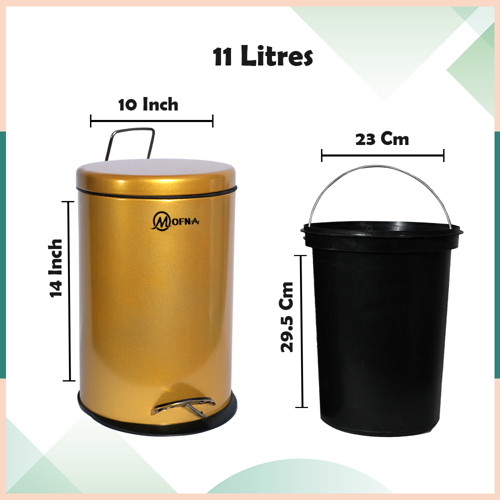 Stainless Steel Golden Pedal Dustbin - Capacity: 5
