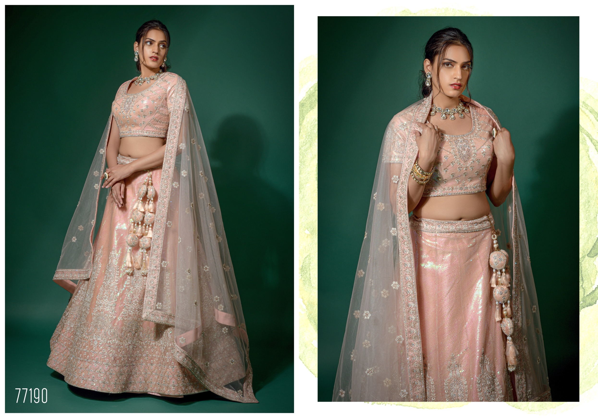 Ethnic Cherry Red And Peach Net Fabric Semi Stitched Embroidered Lehenga Choli With Unstitched Blouse And Dupatta-77190