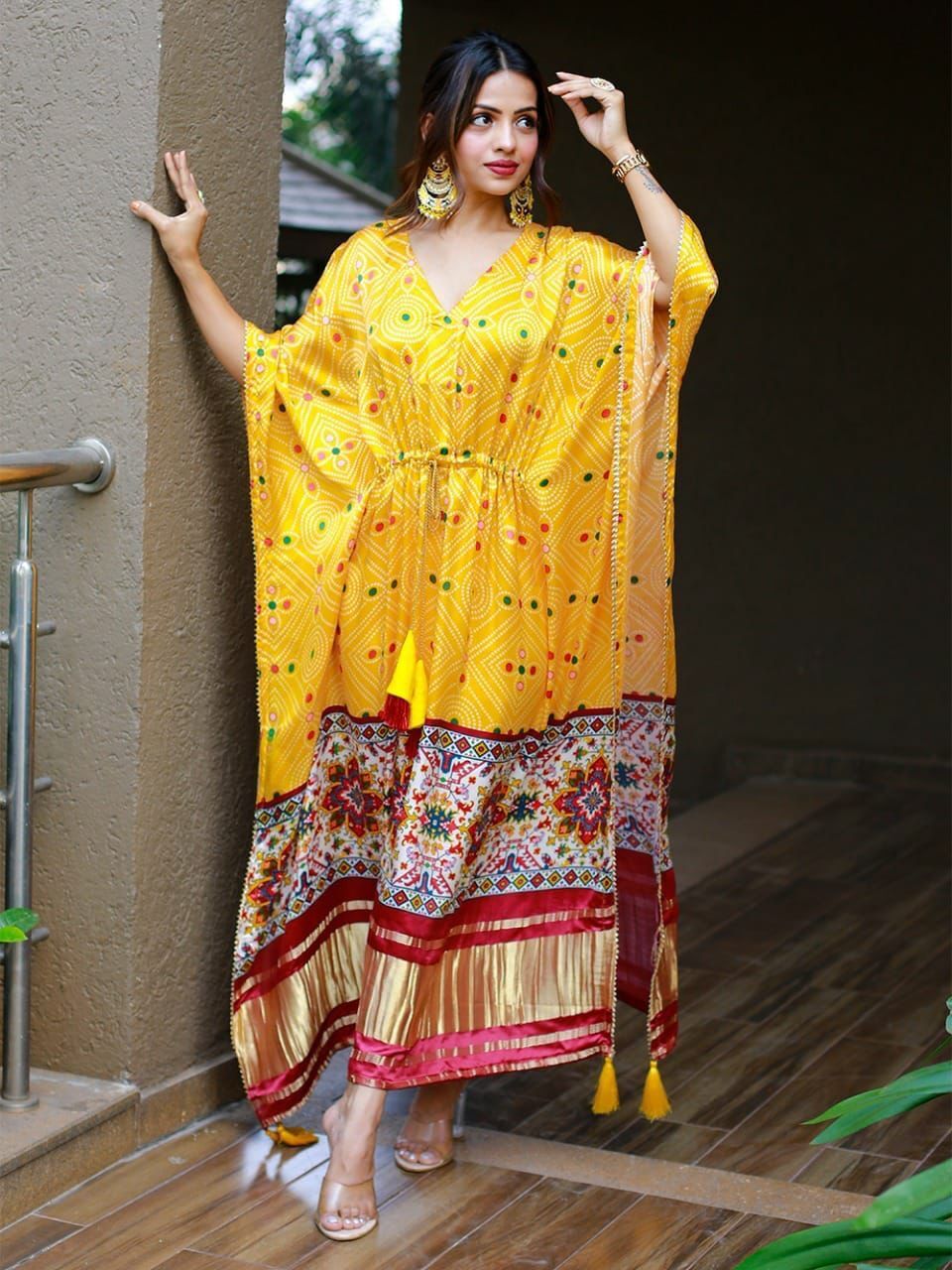 Satin Kaftan - Free Size, 28 Vibrant Colors | Digital Print, Short Sleeves, Non-toxic, All Season