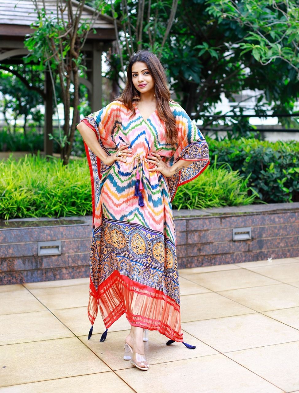 Satin Kaftan - Free Size, 28 Vibrant Colors | Digital Print, Short Sleeves, Non-toxic, All Season