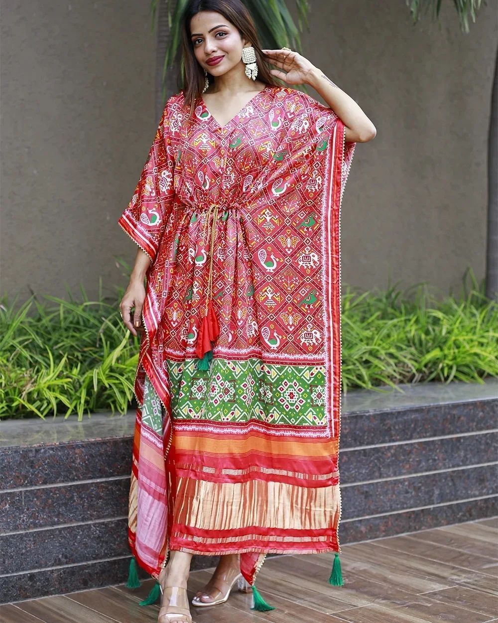 Satin Kaftan - Free Size, 28 Vibrant Colors | Digital Print, Short Sleeves, Non-toxic, All Season