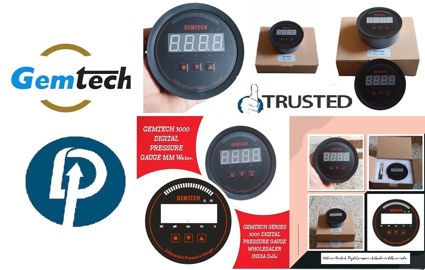 Gemtech Digital Pressure Gauge Wholesalers Dealers India By Nanded Maharashtra - Accuracy: +-1 %