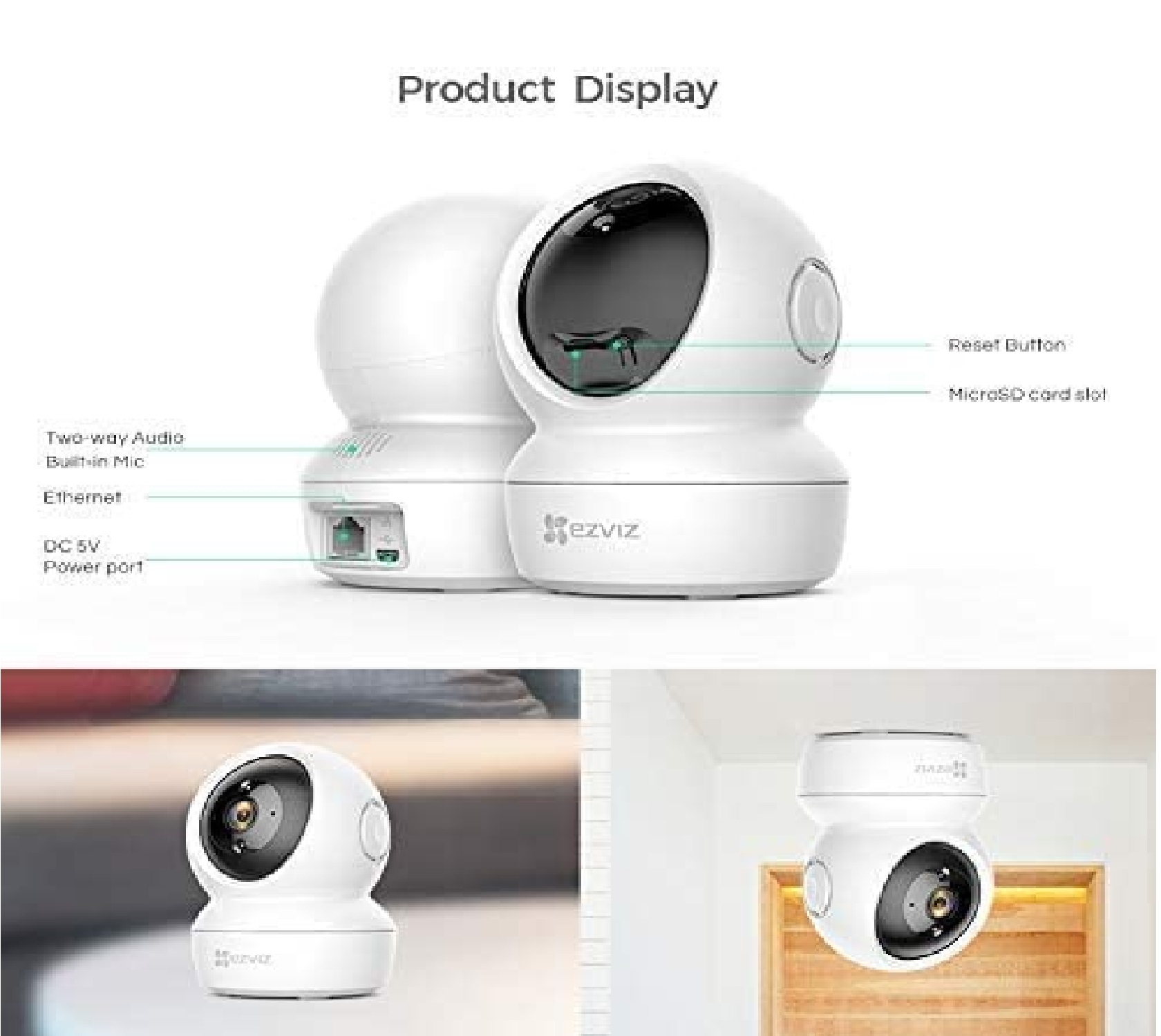 Hikvision Wifi 1080p Fhd 2mp 360a Viewing Area Security Camera -White