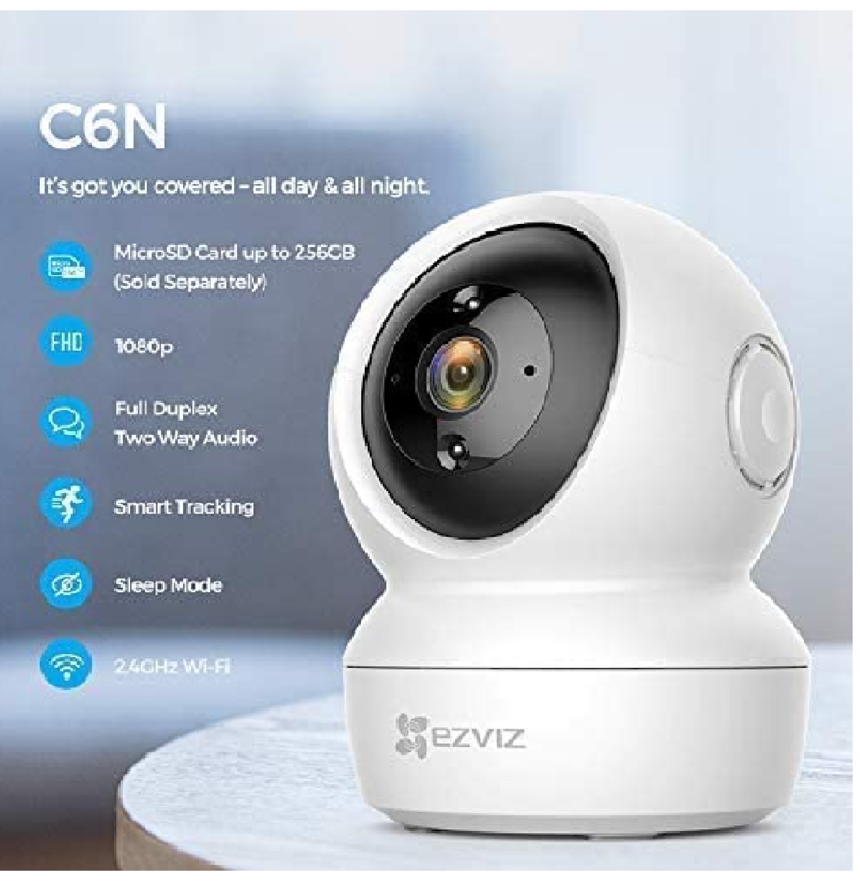 Hikvision Wifi 1080p Fhd 2mp 360a Viewing Area Security Camera -White