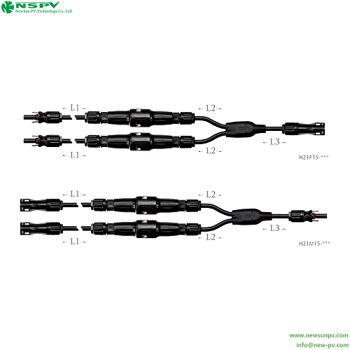 Black Nspv 1500vdc 2 To 1 Solar Cable Assembly With Fuse Solar Y Connector