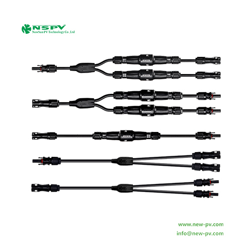 Black 2 To 1 Solar Cable Assembly Pv Inline Fuse With Solar Connectors 1500vdc
