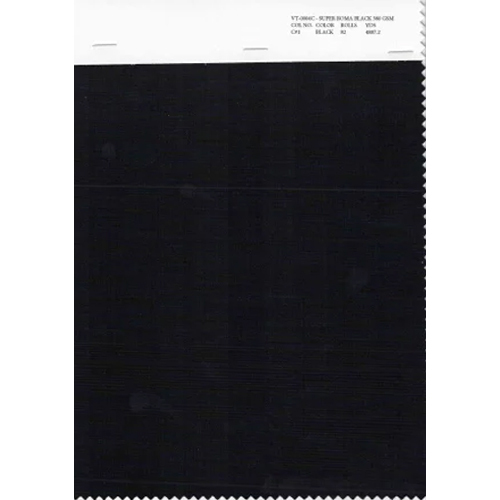 Washable 380 Gsm Plain Black Tr Roma Fabric