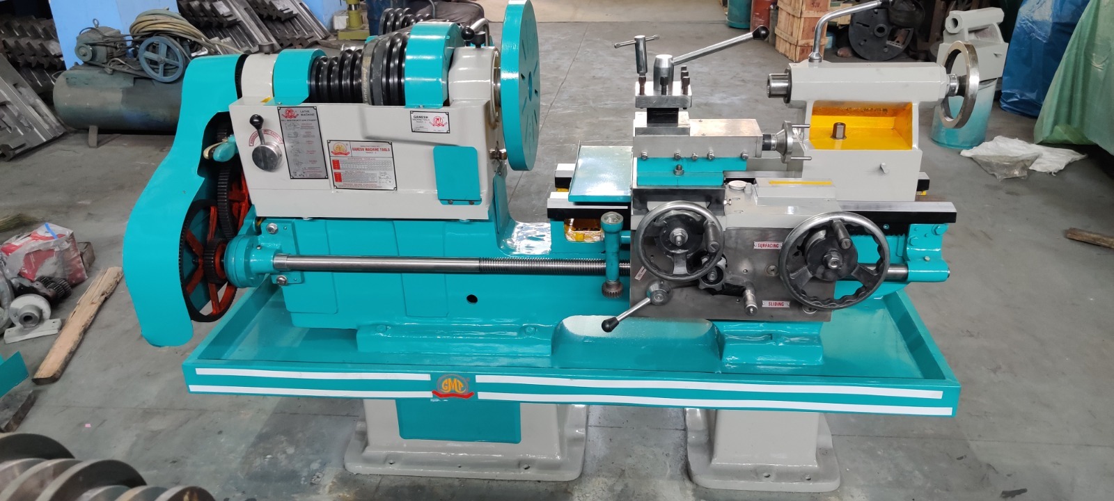 Belt Driven Heavy Duty Lathe Machine - 5.5 Feet Bed Length, 220 Volt, 3 Hp Motor Power | Metal Material, Human Machine Interface, 8 Spindle Speeds, High Efficiency Performance