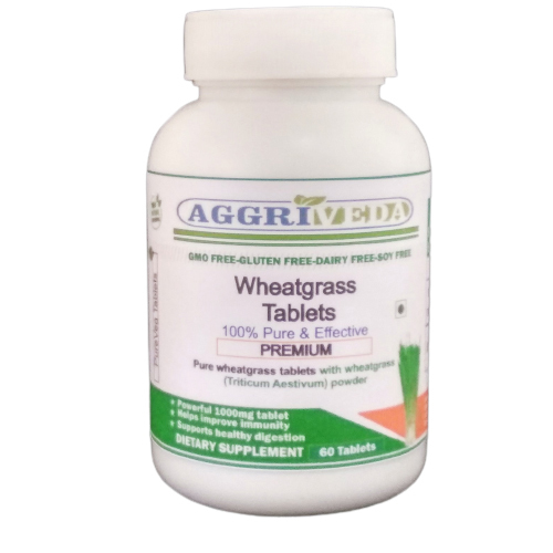 Wheatgrass Tablets - 1000mg, 60 Tablets Per Bottle | Herbal Supplement for Adults, Ayurvedic Formula with No Side Effects, Cool Storage Recommended