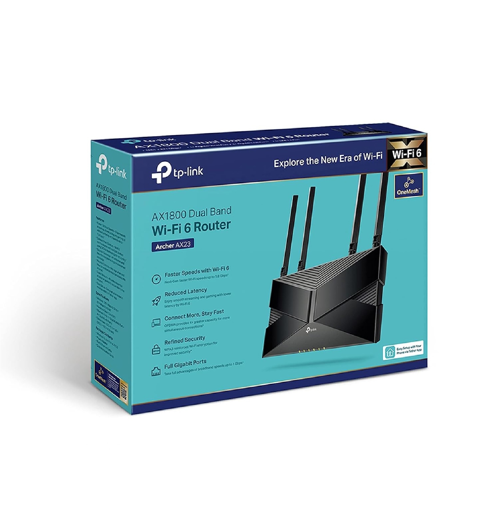 Tp-link Archer Ax23 Ax1800 Dual-band Wi-fi 6 Router - Plastic, 41.6x260.2x135 Mm, Matte Black | 1800 Mbps Speed, Dual-core Cpu, Beamforming Ofdma, Easy Setup, Access Point Mode