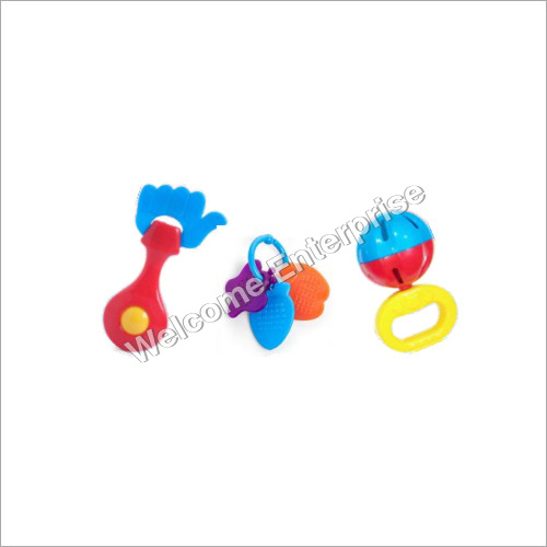 Baby Rattles and Teethers Set - Durable Plastic, 3 Piece Colorful Design for Enhanced Baby Playtime