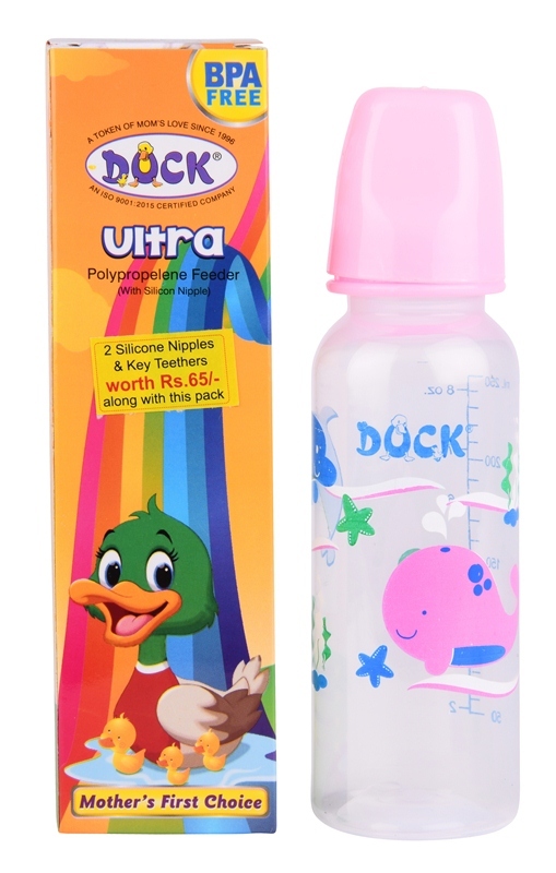 Ultra Feeder Big - Polypropylene Feeder, 0-18 Months, Pink & Purple | Bpa Free, Durable Design, Includes Silicone Nipple & Key Teether