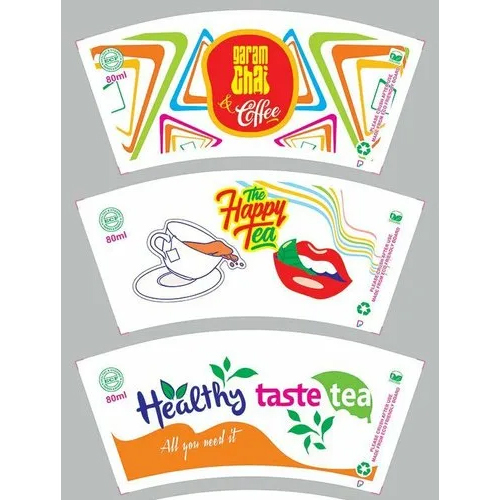 80ml Printed Paper Cup - Paper, 80 Ml Capacity, Multicolor Design | High Quality, Ideal For Tea, Parties, And Shops