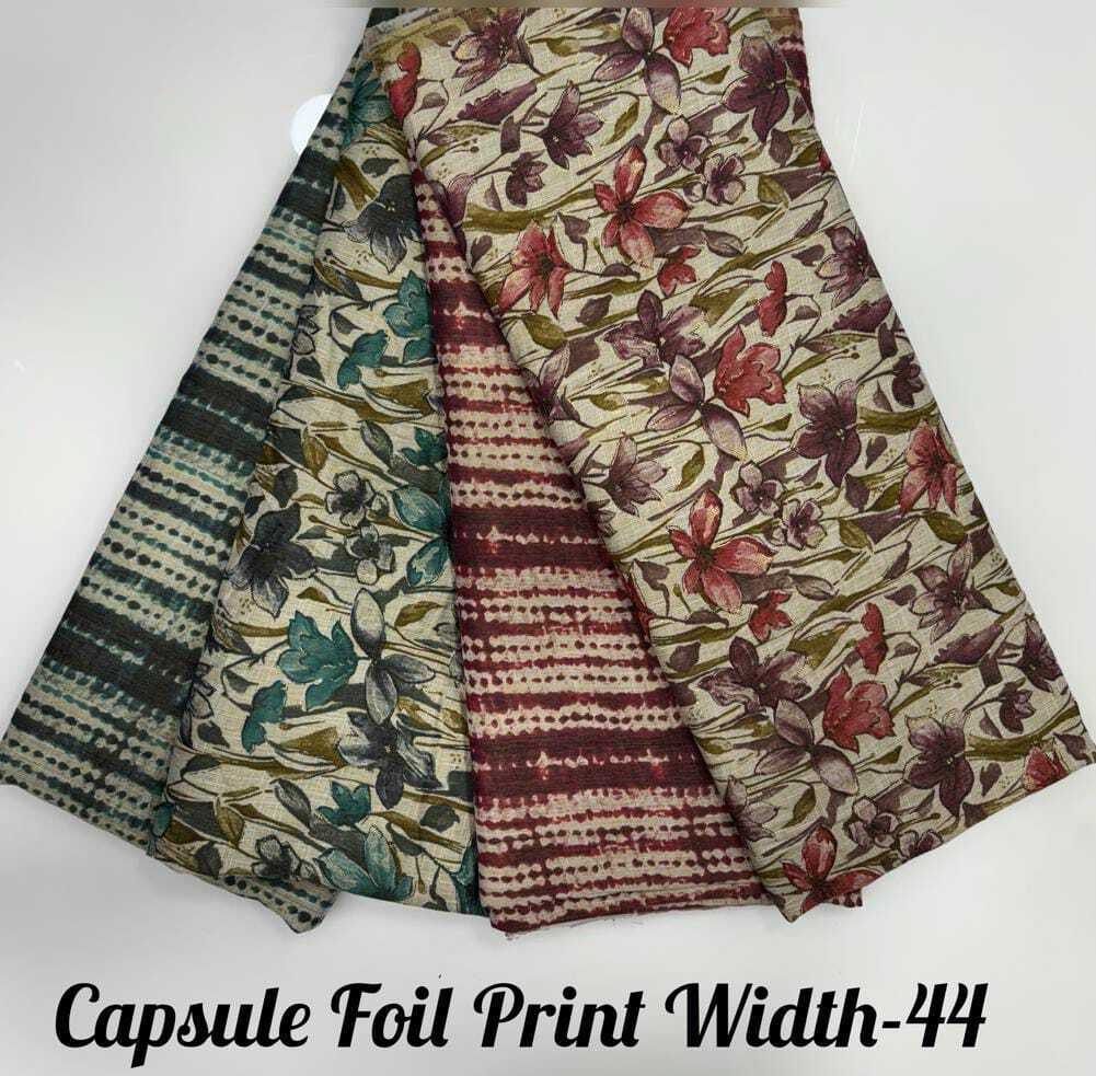 Capsule Foil Print Fab - 44" Width | All Colors, Fabric Type: Capsule Foil, Styles: Dress, Ethnic Wear For Kurtis And Dresses