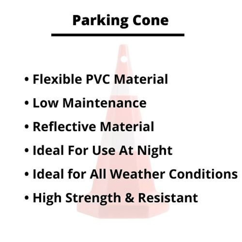 Road Safety Cones (750 Mm Hexagonal Base) - Plastic 100% Virgin Material, Base 370mm X H 750mm, Red Color | Uv Stabilized, Maintenance-free, Sand Filling Provision
